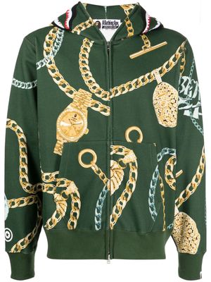 A BATHING APE® Jewels Shark cotton hoodie - Green