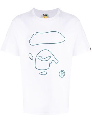 A BATHING APE® Line Ape Face cotton T-shirt - White