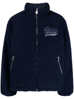 A BATHING APE® logo-appliqué fleece jacket - Blue