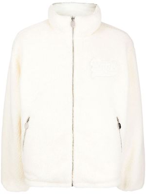 A BATHING APE® logo-appliqué fleece jacket - White