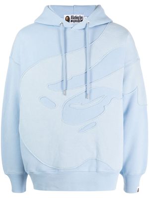 A BATHING APE® logo-embroidered panelled hoodie - Blue