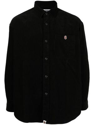 A BATHING APE® logo-patch cotton shirt - Black