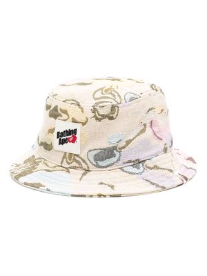 A BATHING APE® logo-patch jacquard bucket hat - Multicolour