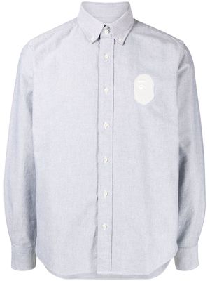 A BATHING APE® logo-print button-down shirt - Grey