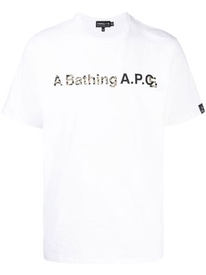 A BATHING APE® logo-print detail T-shirt - White