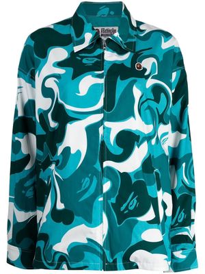 A BATHING APE® marble-camouflage drop-shoulder jacket - Blue