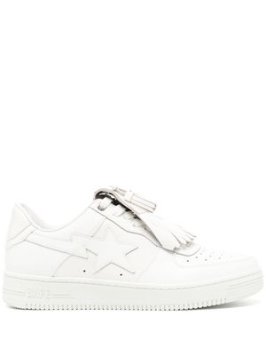 A BATHING APE® quilt tassel leather sneakers - White
