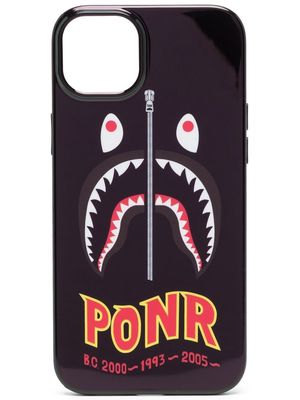 A BATHING APE® shark-print iPhone 14 Max case - Black