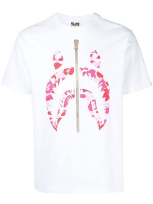A BATHING APE® signature shark-print T-shirt - White