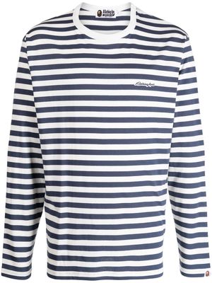 A BATHING APE® striped cotton long-sleeve T-shirt - Blue