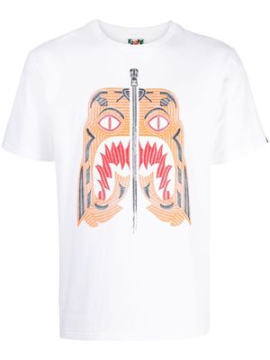 A BATHING APE® Tiger-embroidery cotton T-shirt - White