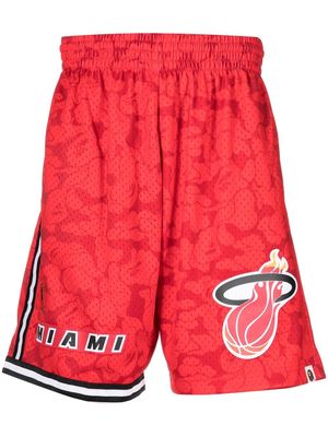 A BATHING APE® x M&N Miami Heat Jersey Shorts - Red