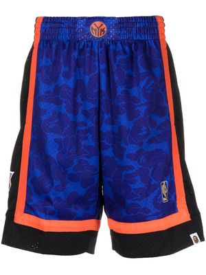 A BATHING APE® x M&N New York Knicks jersey shorts - Blue