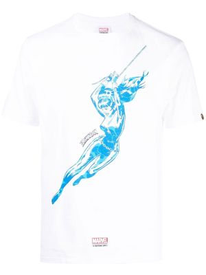 A BATHING APE® x Marvel Black Widow print T-shirt - White