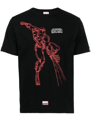 A BATHING APE® x Marvel Iron-man print detail T-shirt - Black