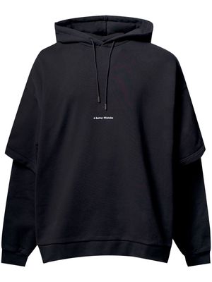 A BETTER MISTAKE Glitch-embroidered layered hoodie - Black
