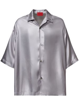 A BETTER MISTAKE logo-patch silk shirt - Grey