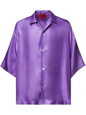 A BETTER MISTAKE logo-patch silk shirt - Purple