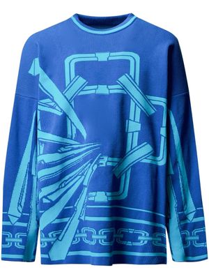 A BETTER MISTAKE Unchained intarsia-knit jumper - Blue