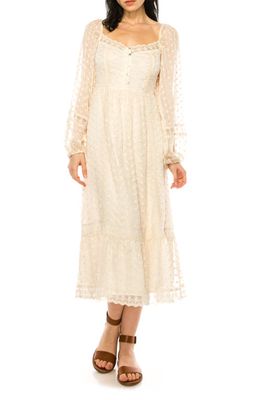 A COLLECTIVE STORY Dot Embroidery Long Sleeve Mesh Dress in Natural