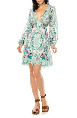 A COLLECTIVE STORY Floral Back Cutout Long Sleeve Dress in Light Jade