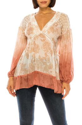 A COLLECTIVE STORY Floral Long Sleeve Blouse in Copper Ombre