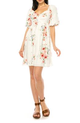 A COLLECTIVE STORY Floral Print Cotton Blend Eyelet Dress in Antique White