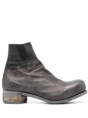A Diciannoveventitre rear-zip leather ankle boots - Grey