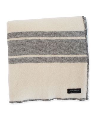 A Frame Merino Wool Twin Blanket, Classic Gray