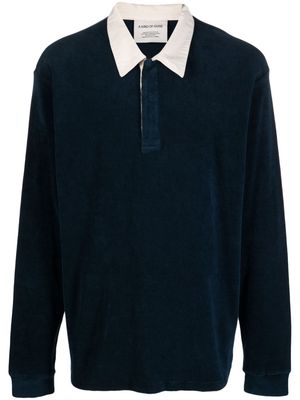 A Kind of Guise contrasting-collar velvet polo shirt - Blue
