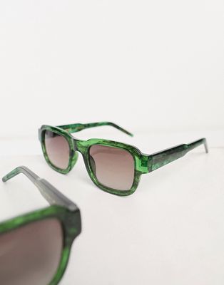 A.Kjaerbede Halo square festival sunglasses in green marble transparent