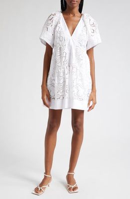 A. L.C. Camila Embroidered Cotton Shift Dress in White