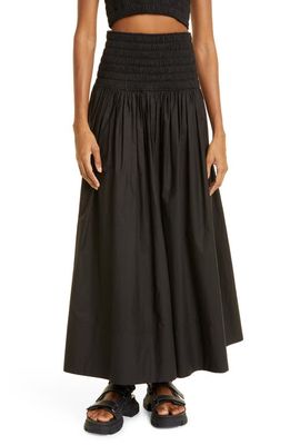 A.L.C. Catalina Smocked Waist Cotton Maxi Skirt in Black