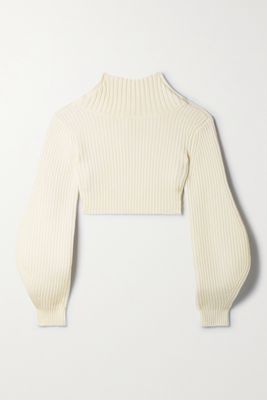 A.L.C. - Cooper Cropped Ribbed Wool Sweater - Off-white