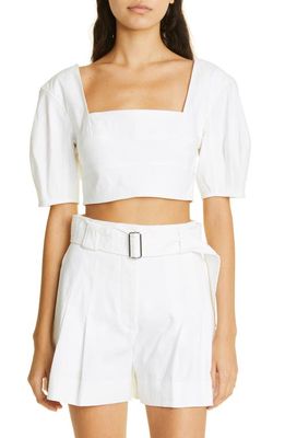 A.L.C. Gianna Square Neck Linen Blend Crop Top in Glace
