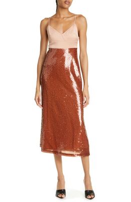 A. L.C. Gisele Sequin Midi Dress in Brown/Sirocco