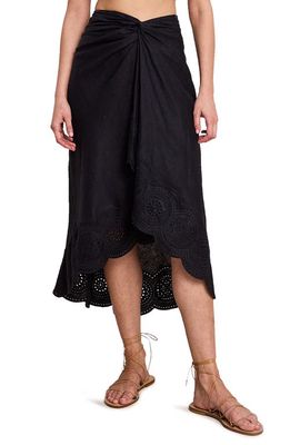 A.L.C. Heather Asymmetric Hem Linen Skirt in Black/Black