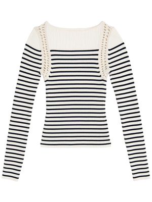 A.L.C. Isa striped ribbed-knit jumper - Neutrals