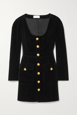 A.L.C. - Ivy Cotton-blend Velvet Mini Dress - Black