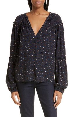 A. L.C. Jenna Abstract Print Top in Black/Blue Multi