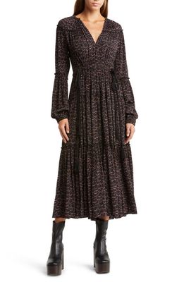A.L.C. Joana Print Long Sleeve Maxi Dress in Black/Pink Multi