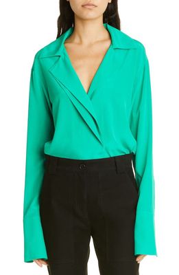 A.L.C. Kinsley Stretch Silk Blouse in Deep Agave