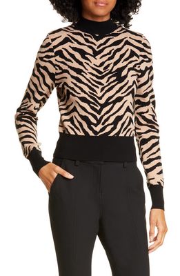 A.L.C. Lola Tiger Print Sweater in Taupe/Black