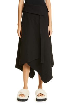 A.L.C. Mackenzie Asymmetric Hem Linen Blend Wrap Skirt in Black