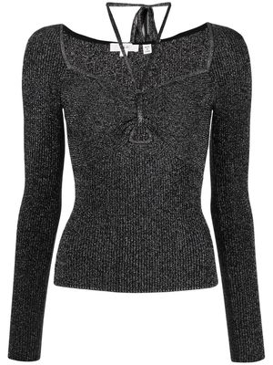 A.L.C. mettalic-finish knitted blouse - Black