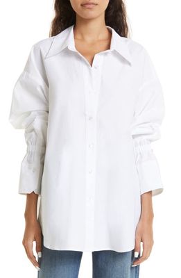 A.L.C. Monica Oversize Bell Sleeve Cotton Button-Up Shirt in White