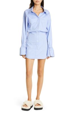 A.L.C. Monica Pinstripe Long Sleeve Mini Shirtdress in Vitality Blue/White