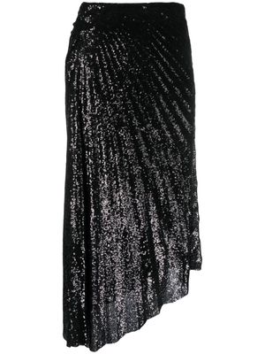 A.L.C. sequin-embellished draped midi skirt - Black