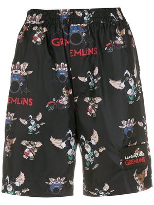 À La Garçonne Gremlins-print short shorts - Black
