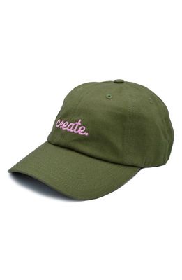 A Life Well Dressed Create Statement Baseball Cap in Forest/Rose